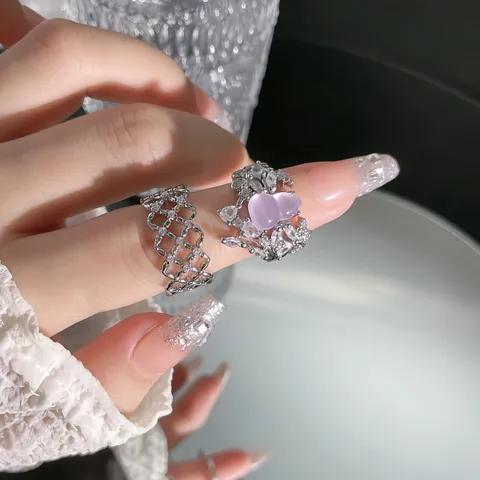 Vintage Neuer Chinesischer Stil Flaschenform Blumen Open Ring Kupfer Zirkonia Ring Aushöhlung Einstellbar
