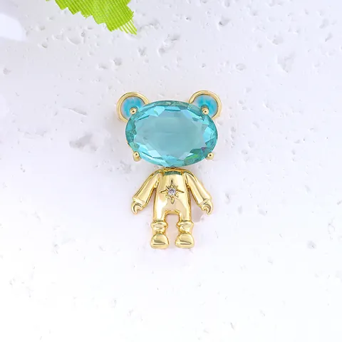 Süße Mini Bär Kristall Brosche Kupfer Zirkonia Astronaut Design Anti-Exposition Anstecknadel Für Damen Anzug Strickjacke Schmuck