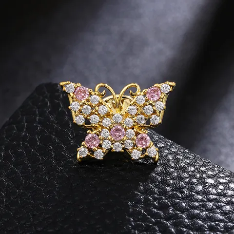 Exquisite Kupfer Schmetterling Brosche Für Damen Leichter Luxus Strass Insekt Pin Anti-Exposition Kragenadel Mode Schmuck Geschenk