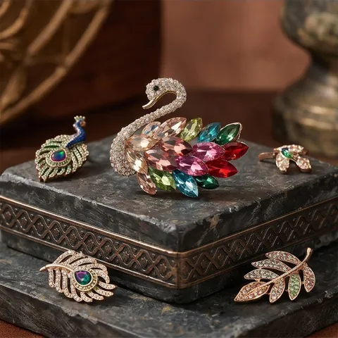 Luxury Swan Brooch Pin For Women Elegant Crystal Rhinestone Alloy Animal Lapel Pin Fashion Jewelry Accessories Gift