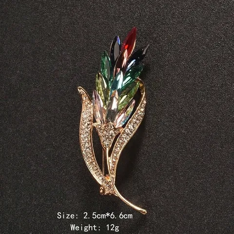 Vintage Alloy Artificial Pearl Rhinestone Brooch Flower Wheat Grape Design Pins For Suit Sweater Anti-Exposure Jewelry Women