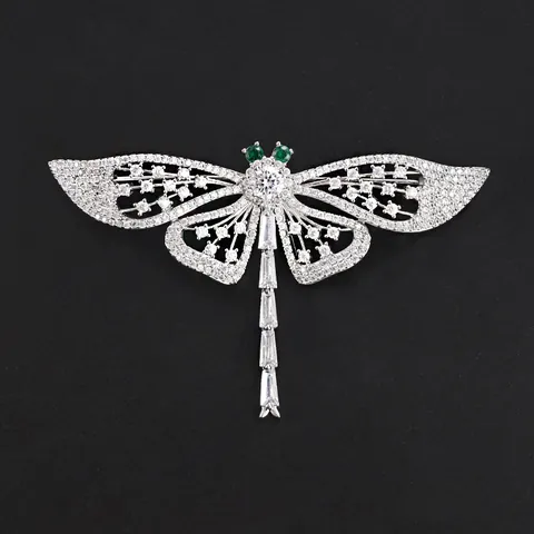 Copper Zirconia Artificial Pearl Brooch Pin Korean Style Insect Flower Dragonfly Butterfly Clover Rose Corsage Jewelry