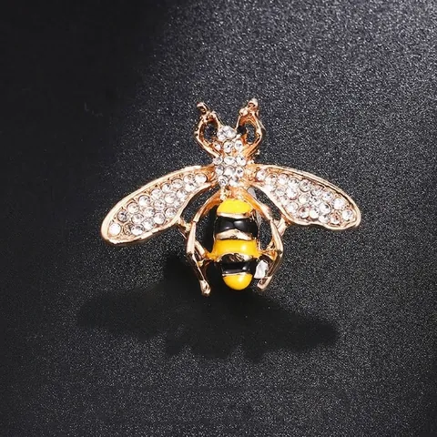 Cute Alloy Rhinestone Enamel Bee Brooch For Women Insect Animal Pin Fashion Jewelry Anti-Exposure Collar Pin Accessory Gift