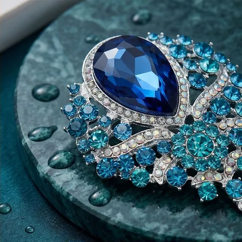 Vintage Water Drop Rhinestone Brooch Alloy Crystal Corsage Luxury Wedding Party Banquet Jewelry Accessory For Unisex