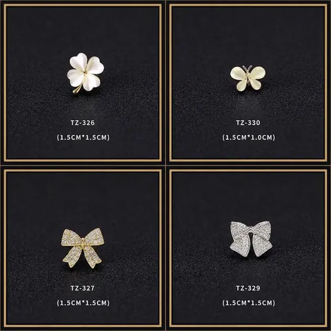 Mini Broche en Alliage avec Strass pour Femmes Mignon Nœud Trèfle Pierre Œil-de-chat Artificielle Décoration de Vêtement Accessoire de Badge