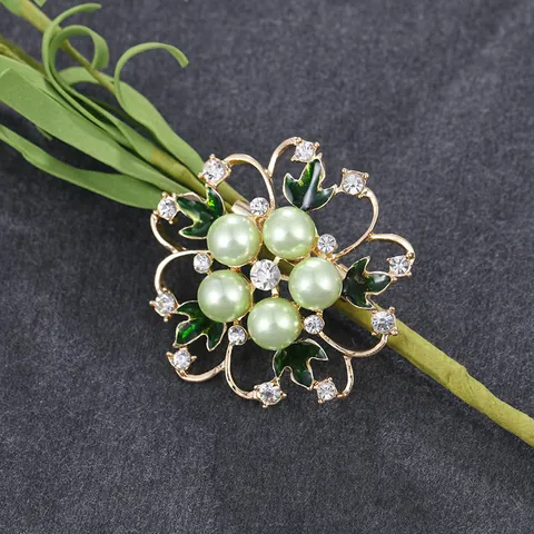 Vintage Legering Emaille Brosje Pin Kunstparel Strass Plant Insect Brosje Voor Dames Jas Pak Corsage Kleding Accessoires