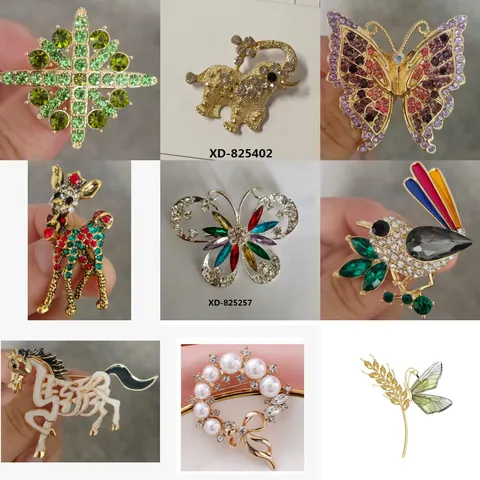 Fashion Animal Brooch For Women High Grade Luxury Alloy Rhinestone Bird Butterfly Elephant Deer Wreath Brooches Pin Jewelry Accessory Gift