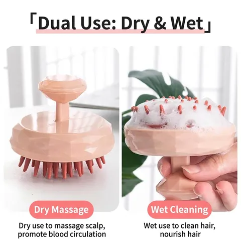 Diamond Cut Scalp Massager Shampoo Brush Silicone Head Massage Scrubber For Wet Dry Hair Deep Cleaning Adult Bathroom Tool