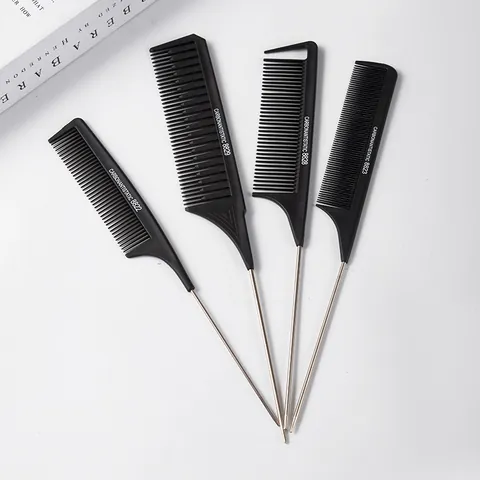 Professional Anti-static Hairdressing Rat-tail Comb Nylon Carbon Fiber Styling Hair Comb Salon Barbershop Fine Tooth Hair Brush For Haircutting