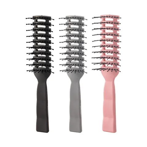 Professional Men Vent Brush Scalp Massage Comb Hair Styling Volumizing Curved Hollow Design Portable Plastic Hairbrush Tool