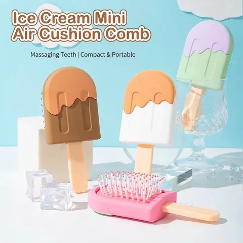 Cute Popsicle Shaped Air Cushion Hair Brush For Girls Portable Ice Cream Massage Comb Scalp Detangling Hair Tool