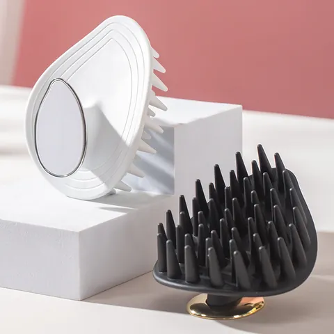 Leaf Shape Scalp Massager Shampoo Brush TPR Coarse Bristle Hair Washing Comb Head Scrubber For Deep Cleansing Relaxation Bathroom Tool