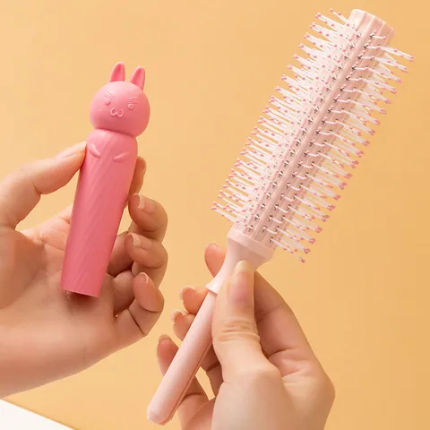 Cute Cartoon Animal Round Hair Brush Scalp Massage Roller Comb For Styling And Curling Women Girls Hair Brush Tool