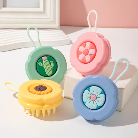 Cepillo de Champú de Silicona Suave para Masaje del Cuero Cabelludo Limpieza Manual del Cabello Diseño Colgante Portátil para Mujeres Hombres Niños