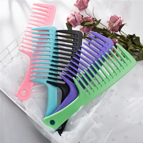 Pettine per Capelli Professionale a Denti Larghi in Plastica Opaca Ispessita per Massaggio del Cuoio Capelluto Capelli Ricci Donna