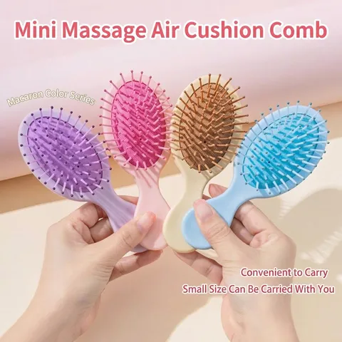Cute Mini Cushion Hair Brush Portable Travel Airbag Massage Comb Detangling Brush For Kids Women Macaron Color Hairdressing Tool