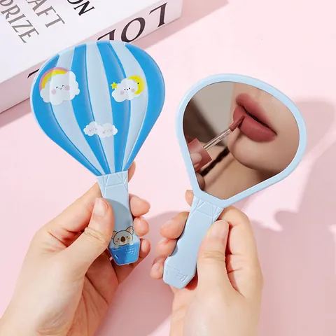 Specchio a Mano a Mongolfiera Carino Portatile con Motivo Animale Cartone Animato Specchio per Trucco per Donne Ragazze Viaggio