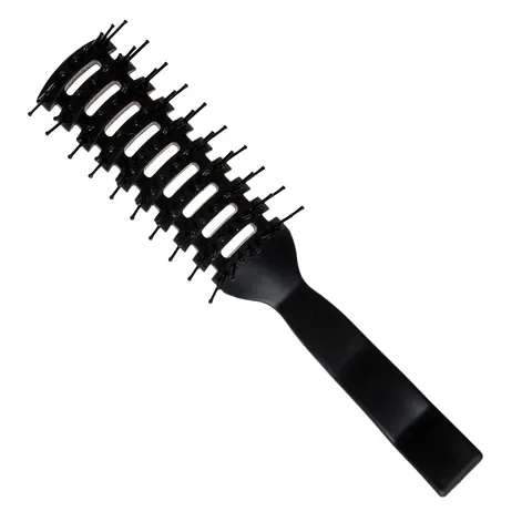 Professional Men Vent Brush For Hair Styling Hollow Out Design Black Matte Plastic Hair Comb For Barbershop Home Daily Use