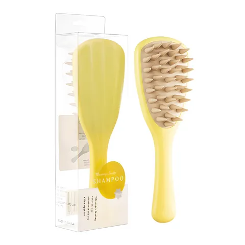 Spazzola per Massaggio del Cuoio Capelluto a Forma di Foglia di Ginkgo Manico Lungo Denti Grossi in Silicone Pettine per Shampoo Massaggiatore Profonda Pulizia Accessori Bagno Uomo Donna