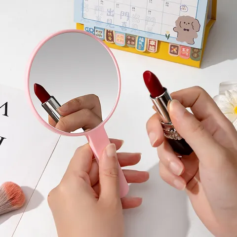 Cute Cartoon Little Turtle Printed Handheld Makeup Mirror High Definition Plastic Handle Mirror Portable Cosmetics Tool For Girls Women