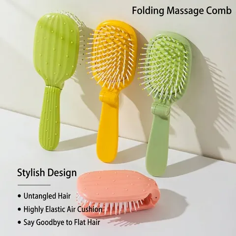 Kaktus Faltbar Luftkissen Massagekamm Tragbare Reisehaarbürste Für Damen Mädchen Macaron Farbe Kompaktes Haarpflegewerkzeug