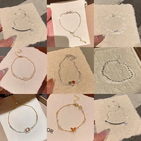 Ins Style Silver Zirconia Bracelet For Women Light Luxury Niche Adjustable Slider Bracelet Exquisite Full Zirconia Jewelry