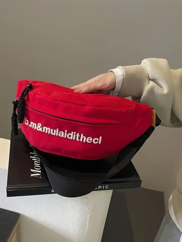 Fashion Canvas Chest Bag For Men Women Embroidered Letter Waist Bag Adjustable Strap Casual Travel Crossbody Fanny Pack