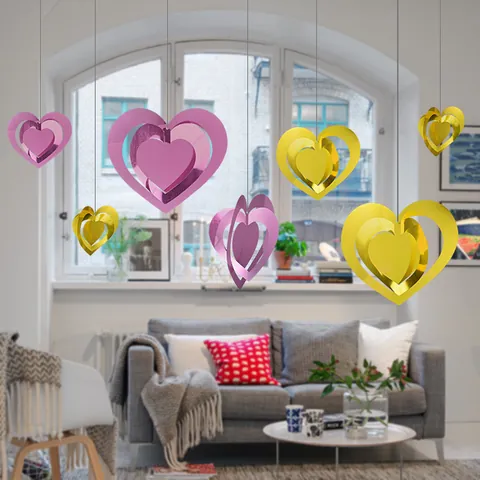 3D Papier Herz Hängedekoration Für Valentinstag Hochzeit Party Raumdeko Stereoskopische Herz Girlande Anhänger Rot Gold Lila