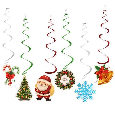 Kit de Décorations en Spirale de Noël Père Noël Renne Sapin de Noël Décorations à Suspendre Fournitures de Fête de Noël Maison