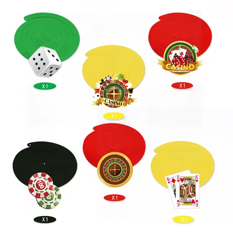Casino Thema Party Hängende Spiralen Dekoration Papier Spielkarten Würfel Chips Roulette Deckenstreamer Für Geburtstag Partybedarf