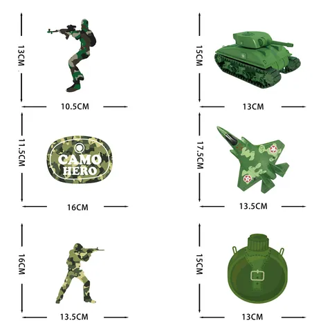 Décorations de Tourbillons Suspendus Thème Militaire Camouflage Char Soldat Avion Imprimé Ornements Suspendus pour Anniversaire Garçon