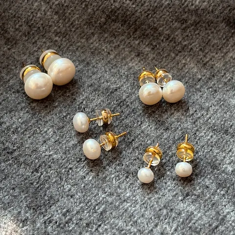 Freshwater Pearl Stud Earrings For Women With 925 Sterling Silver Earring Post Copper Gold Plated Minimalist Bun Shape Jewelry