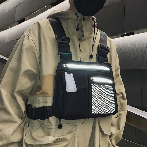 Reflektierende Taktische Brusttasche Funktional Techwear Oxford Stoff Umhängetasche Für Herren Damen Outdoor Sport Utility Pack
