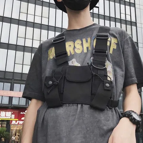 Techwear Tactical Chest Rig For Men Women Durable Nylon Multi-pocket Utility Crossbody Bag Japanese Streetwear Functional Vest Bag