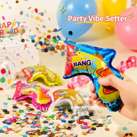 Selbstaufblasende Konfetti-Pistole Pistolenform Boom Bang Druck Für Geburtstagsfeier Feier Neujahr Bunte Folien-Konfetti-Kanone Spielzeug