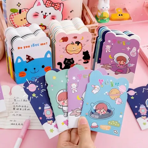 Cute Cartoon Animal Astronaut Die-Cut Shaped Mini Memo Notebook For School Kids Portable Saddle Stitched Lined Diary Pocket Journal Stationery Gift