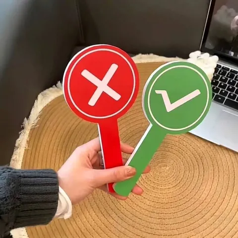 Handheld Interactive Sign Props Foam Board Double Sided Correct Incorrect STOP GO YES NO Smile Sad Face Photography Prop For Travel Video Food Review