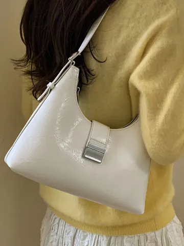 Bolso de axila para mujer Estilo Hobo Retro Simple Cuero PU Bolso de hombro Color sólido Bolso de mano tipo cubo urbano de moda