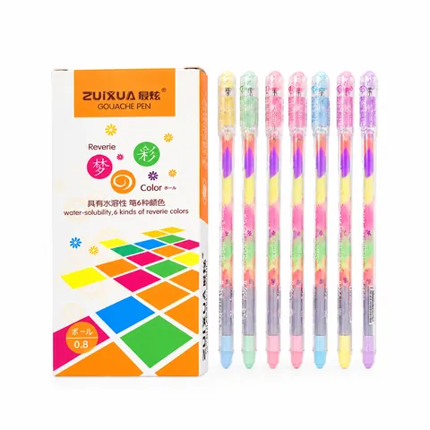 Regenboog Gelpen Veelkleurige Gradiënt Inkt Tekenpen Voor Studenten Kunst Journaling Fluorescerende Highlighter Kantoor Schoolbenodigdheden