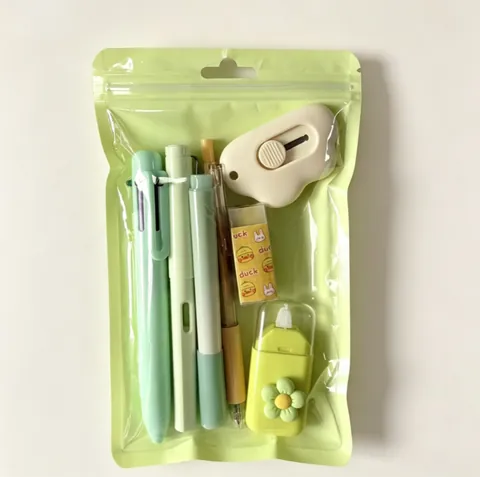 Cute Macaron Stationery Set 7 Pcs Student Gift Set With Pens Eraser Correction Tape And Cloud Shape Cutter School Supplies