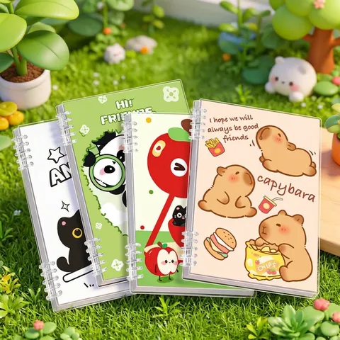 Cuaderno de Hojas Sueltas Dibujos Animados A5 B5 Espiral Desmontable Diario 60 Hojas Capibara Panda Papelería Bloc de Notas Regalo