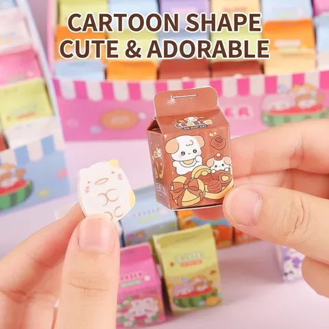 Kreatives Cartoon Tier Und Milchbox Radierer Set Süßes Mini Schreibwaren Überraschungsbox Für Kinder Schule Belohnungen