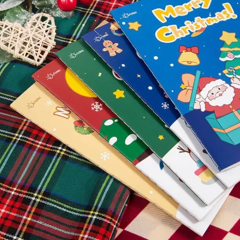 Cartoon Christmas A5 Stitched Notebook For Students Cute Santa Claus Reindeer Pattern Stationery Gift Notebook