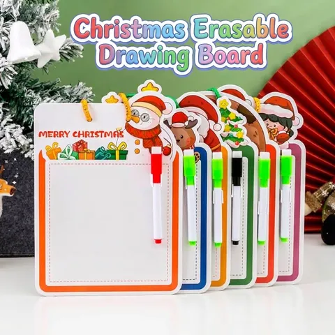 Weihnachten Cartoon Kinder Löschbare Zeichenbrett Papier Doppelseitige Schreiben Malerei Tafel Pädagogisches Geschenk Für Kinder