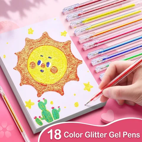 Multicolor Glitter Gel Pens Set For Students Scrapbooking Smooth Writing Glitter Drawing Markers For Art Coloring School Office
