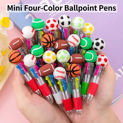 Penna a Sfera Multicolore Scatto con Decorazione Palla Sportiva Cancelleria Studenti Strumento Scrittura Ufficio Regalo Creativo