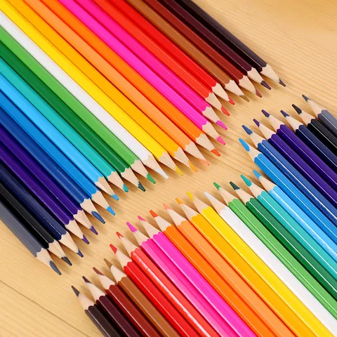 Kids Cartoon Wooden Colored Pencils Set 12 24 Colors For Students Drawing Coloring Pre-sharpened Art Supplies