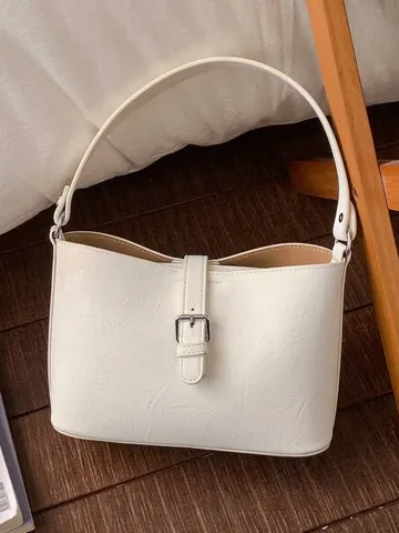 Moda Donna Borsa a Secchiello in Pelle PU Minimalista Sottospalla Borsa a Tracolla Con Pendente a Orsetto Elegante Borsa a Mano