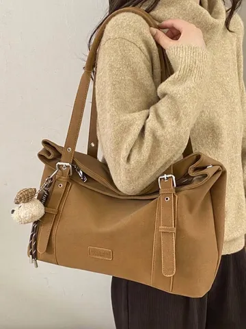 Damen Große Kapazität Tote Bag Hochwertiges PU Leder Retro Urban Minimalistisch Schultertasche Für Pendeln Reisen Büro Handtasche