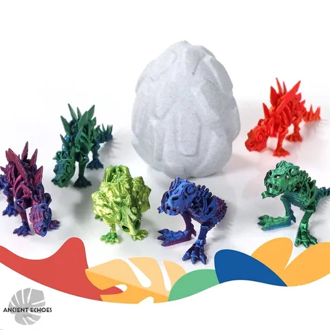 Huevo de Dragón Impreso en 3D Esqueleto de Dinosaurio Articulado Figura de Acción Modelo Simulación T-Rex Adorno de Escritorio
